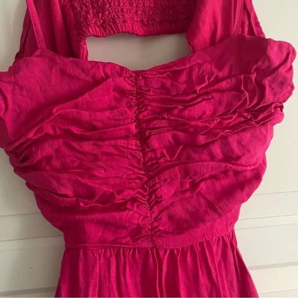 Anthropologie Let Me Be Magenta Pink Cutout Tiered Maxi Dress 3414 - Picture 6 of 12